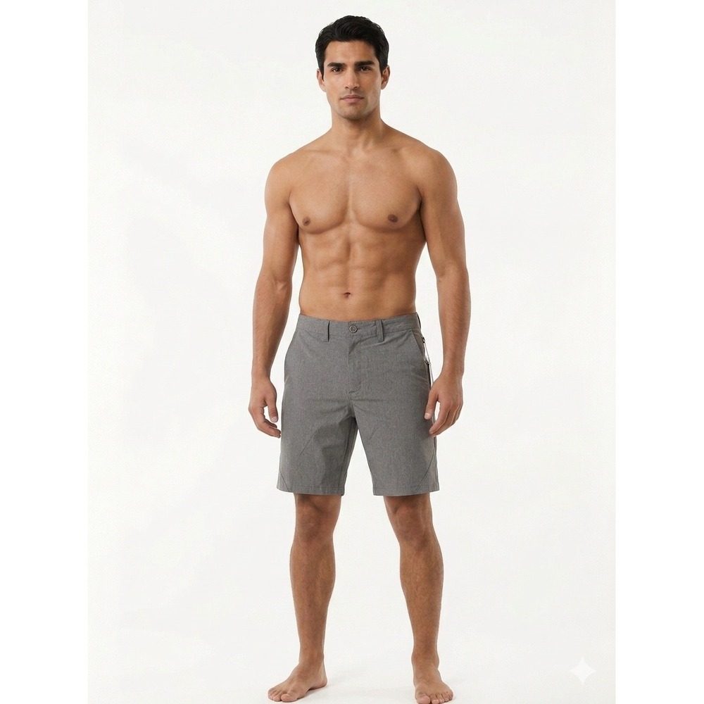 Free Fly Mens Hybrid Shorts Grey Heathered Stretch Quick Dry Fishing Size 36